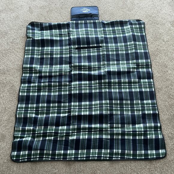 Blanket Throw With Carry Handle Cozy Warm Blue Green Plaid 46 x 52" A-51 - Picture 4 of 10